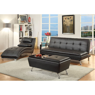 A&J Homes Studio ZD-7WF8A3JXBLK Serrano Adjustable 3 Piece Living Room Set