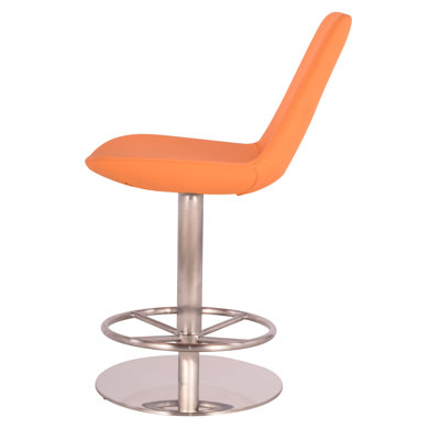Adjustable Height Swivel Bar Stool Upholstery: Faux Leather - Orange