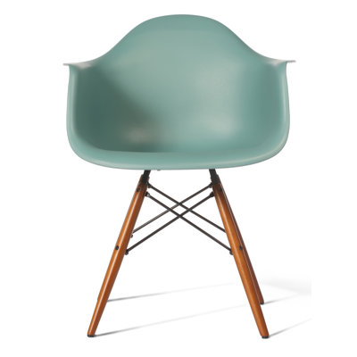 Eula Contemporary Arm Chair (Set of 4) Upholstery: Ocean Blue, Finish: Walnut