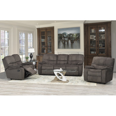 Brassex 2020SLC-BR Edmonton 3 Piece Recliner Set Upholstery