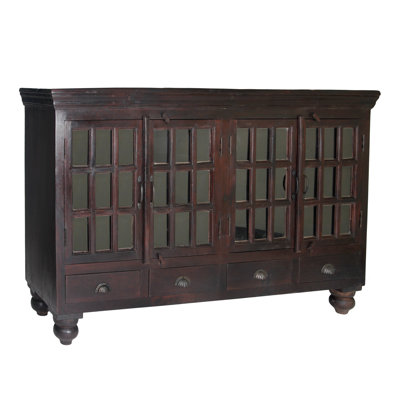 Brea 4 Drawer 4 Door Glass Sideboard Finish: Brown