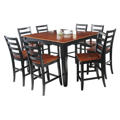 Ryley 9 Piece Counter Height Dining Set Finish: Black / Saddle Brown