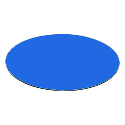 Round Flat Tempered Back Painted Glass Table Top Finish: Blue