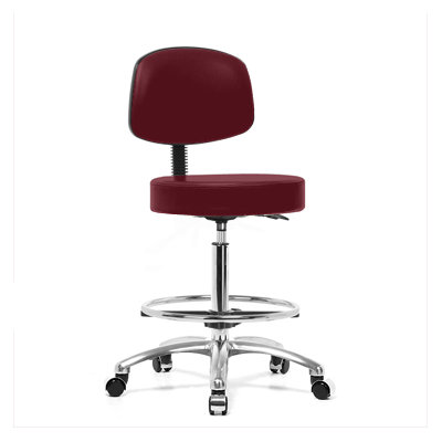 Where To Buy Height Adjustable Exam Stool With Basic Backrest And Foot Ring Color Burgundy