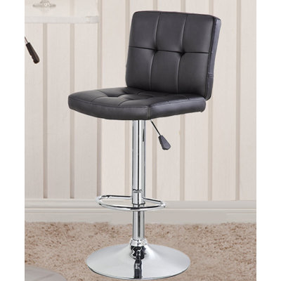 24.7 inch Swivel Bar Stool Upholstery: Black