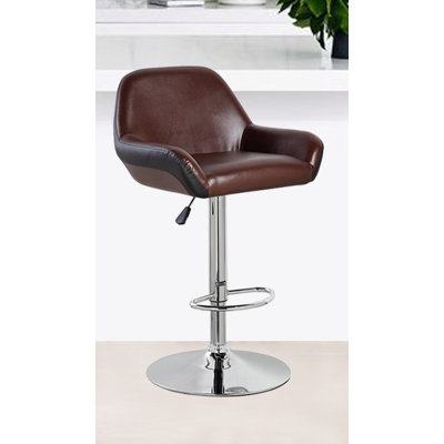 25 inch Swivel Bar Stool Upholstery: Brown/Black