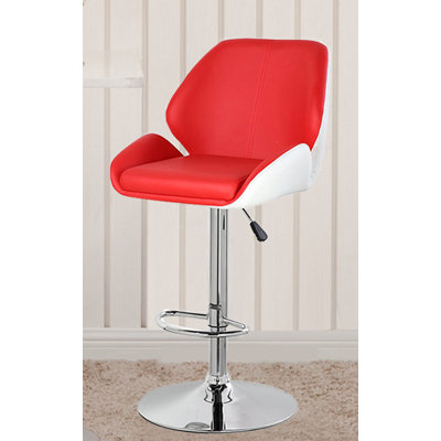 Adjustable Height Swivel Bar Stool Color: Red/White