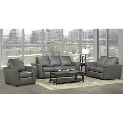 Coja Delta-GR-SLC Delta Italian Leather Sofa, Loveseat and Chair Set Upholstery