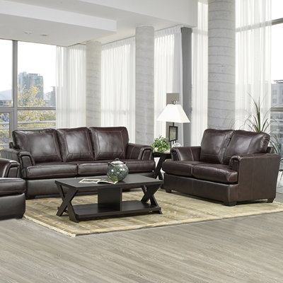 Coja Royal-SL Royal Cranberry Italian Leather Sofa and Loveseat Set