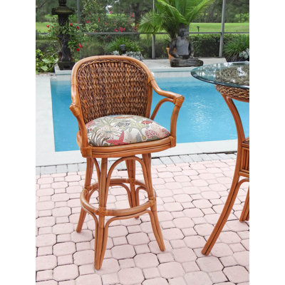Panama 30 inch Swivel Bar Stool Finish: Antique Honey, Seat Color: Palms Pineapple