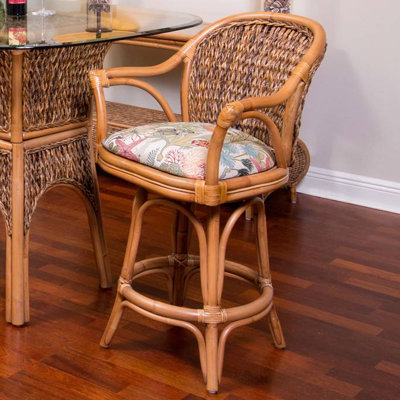 Panama 30 inch Swivel Bar Stool Seat Color: Dum Dum Natural, Finish: Sienna