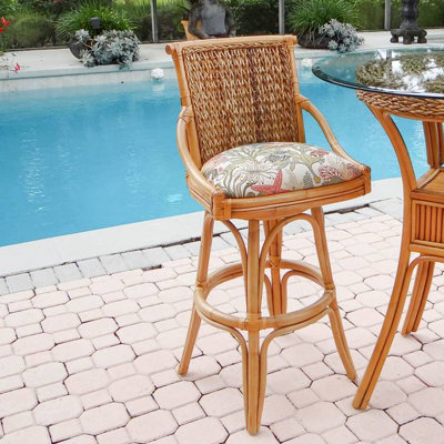 Balboa 24 inch Swivel Bar Stool Seat Color: Dum Dum Spa, Finish: Sienna