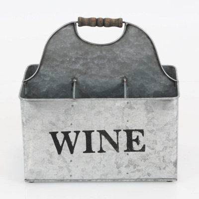Otisco Vintage Style Rustic Metal Crate Tabletop Wine Bottle Rack
