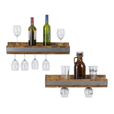Shallow 5 Bottle Wall Mounted Wine Glass Rack