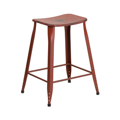 Henriquez 24 inch Bar Stool Finish: Distressed Kelly Red