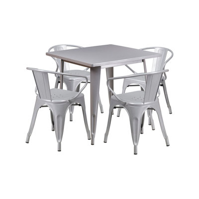 Huggins Metal 5 Piece Dining Set Finish: Silver