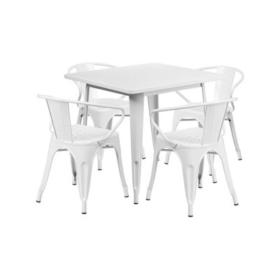 Huggins Metal 5 Piece Dining Set Finish: White
