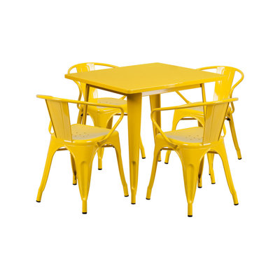 Huggins Metal 5 Piece Dining Set Finish: Yellow