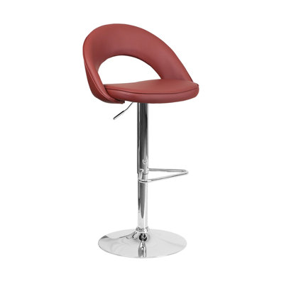 Andrea Adjustable Height Swivel Bar Stool Upholstery: Burgundy