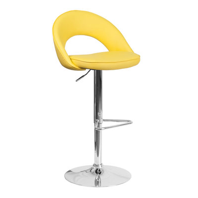 Andrea Adjustable Height Swivel Bar Stool Upholstery: Yellow