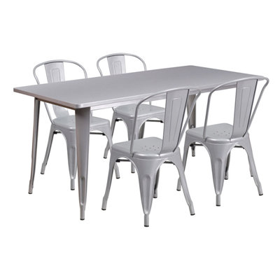 Huggins Rectangular 5 Piece Dining Set Color: Silver