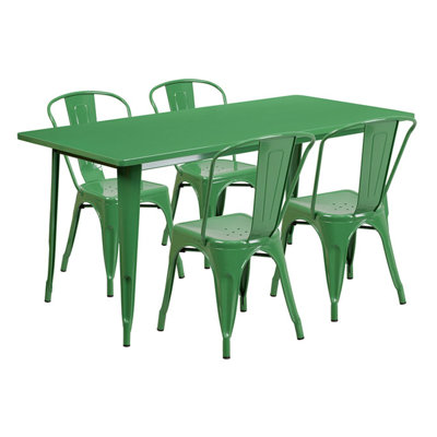 Huggins Rectangular 5 Piece Dining Set Color: Green