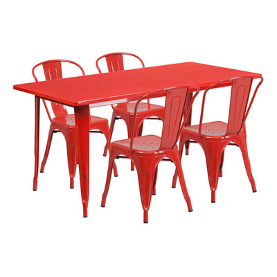 Huggins Rectangular 5 Piece Dining Set Color: Red
