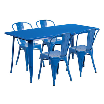 Huggins Rectangular 5 Piece Dining Set Color: Blue