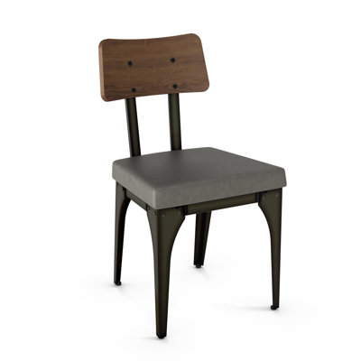 Bruyere Side Chair Finish: Gun Metal Finish/Brown Wood/Gray Polyurethane