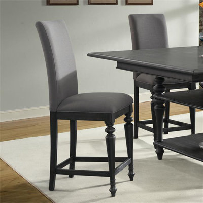 Kenwood Upholstered Counter Height Side Chair (Set of 2) Finish: Ebonized Acacia