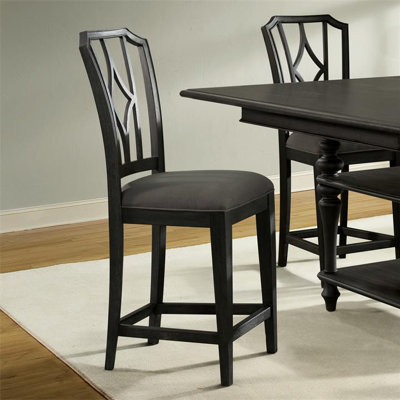 Kenwood Upholstered Diamond Back Counter Height Side Chair (Set of 2) Finish: Ebonized Acacia