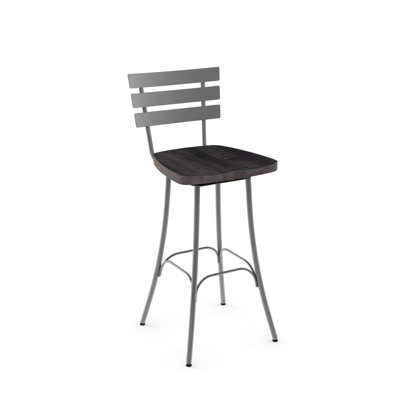 Garance 26 inch Swivel Bar Stool Finish: Glossy Grey metal /Dark Grey Wood