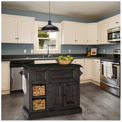 Zula Kitchen Island with Granite Top Base Finish: Weathered Gray