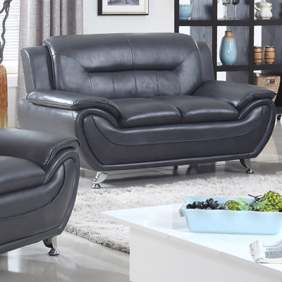 Latitude Run LRUN1392 Bergenfield Modern Living Room Faux Leather Loveseat