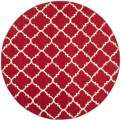 Dhurries Red/Ivory Rug Rug Size: Round 6' image