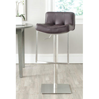 FOX Adjustable Height Swivel Bar Stool with Cushion Seat Finish: Brown
