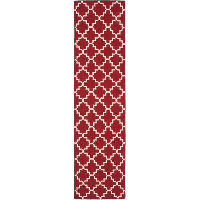 Dhurries Red/Ivory Rug Rug Size: Runner 2'3 x 10' image