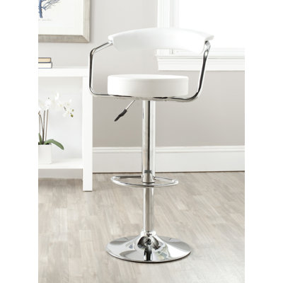 Adjustable Height Swivel Bar Stool Upholstery: White