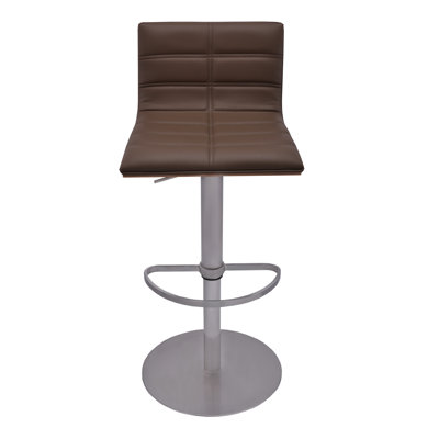 Sydney Adjustable Height Swivel Bar Stool with Cushion Upholstery: Brown