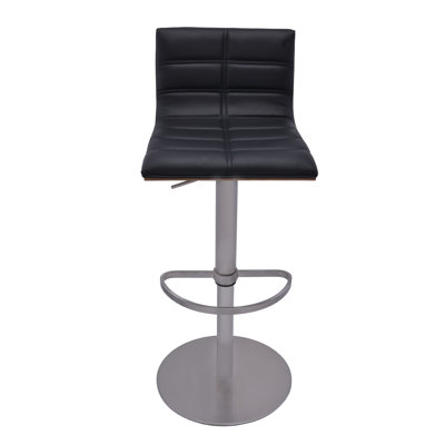 Sydney Adjustable Height Swivel Bar Stool with Cushion Upholstery: Black