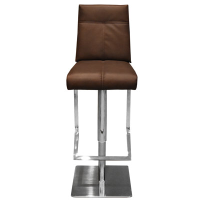Castillo Adjustable Height Swivel Bar Stool with Cushion Upholstery: Brown