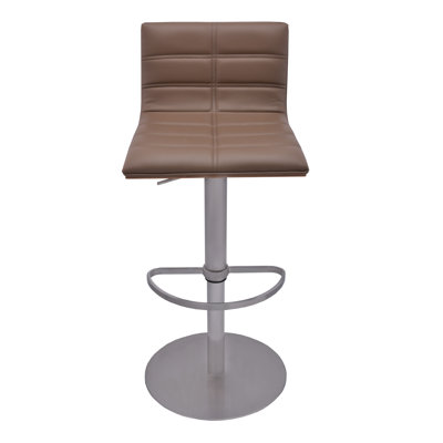 Sydney Adjustable Height Swivel Bar Stool with Cushion Upholstery: Taupe