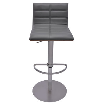 Sydney Adjustable Height Swivel Bar Stool with Cushion Upholstery: Gray