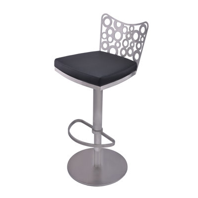 Jester Adjustable Height Swivel Bar Stool with Cushion Upholstery: Black