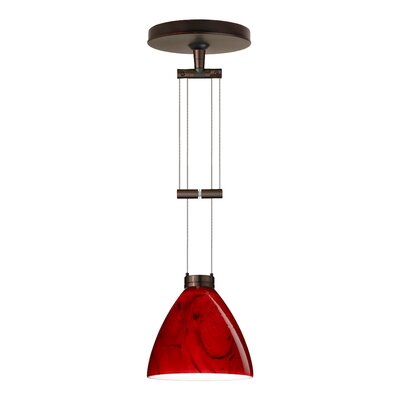 Mia 1 Light Mini Pendant Finish: Bronze, Glass Shade: Magma