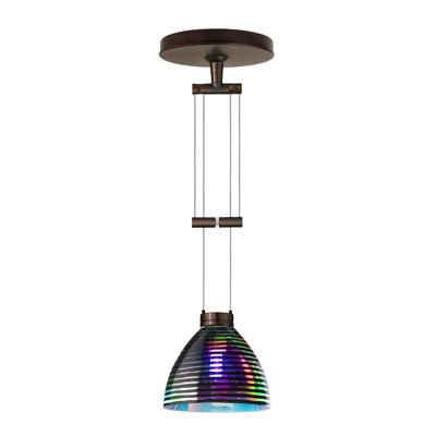 Sabrina 1 Light Mini Pendant Finish: Bronze, Glass Shade: Black Dicro Wavy