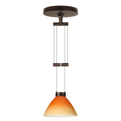 Domi 1 Light Mini Pendant Finish: Bronze, Glass Shade: Bicolor Orange/Pina