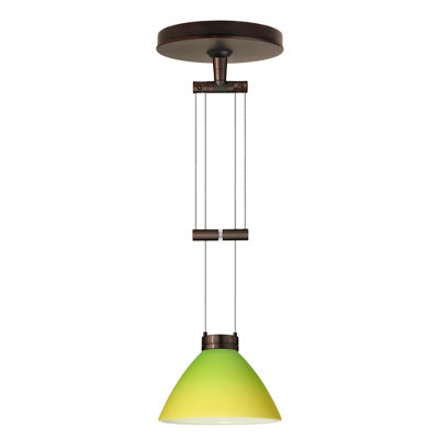 Domi 1 Light Mini Pendant Finish: Bronze, Glass Shade: Bicolor Green/Yellow