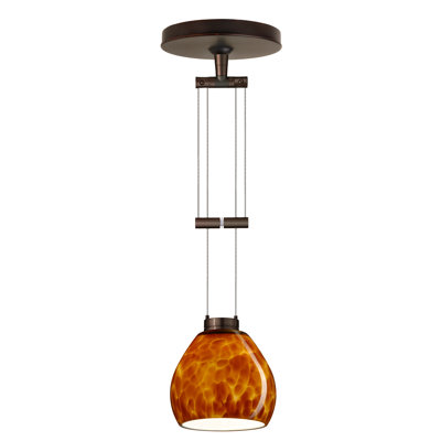 Tay Tay 1 Light Mini Pendant Finish: Bronze, Glass Shade: Amber Cloud