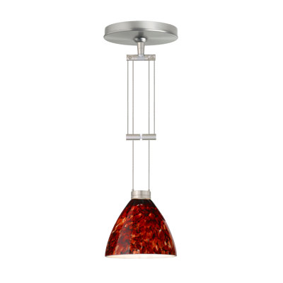 Mia 1 Light Mini Pendant Finish: Satin Nickel, Glass Shade: Garnet